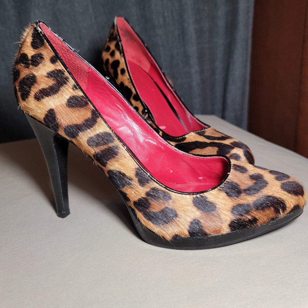 👠 Nine West Animal Print Fur Heels